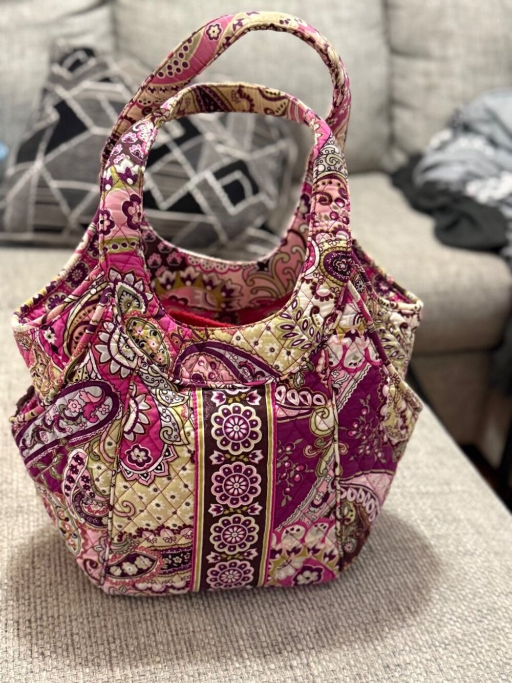 Vera Bradley Very Berry Paisley Quilted Side-by-Side Tote Bag 100% Cotton
